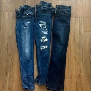 American Eagle Blue and Dark Wash Jeans Set